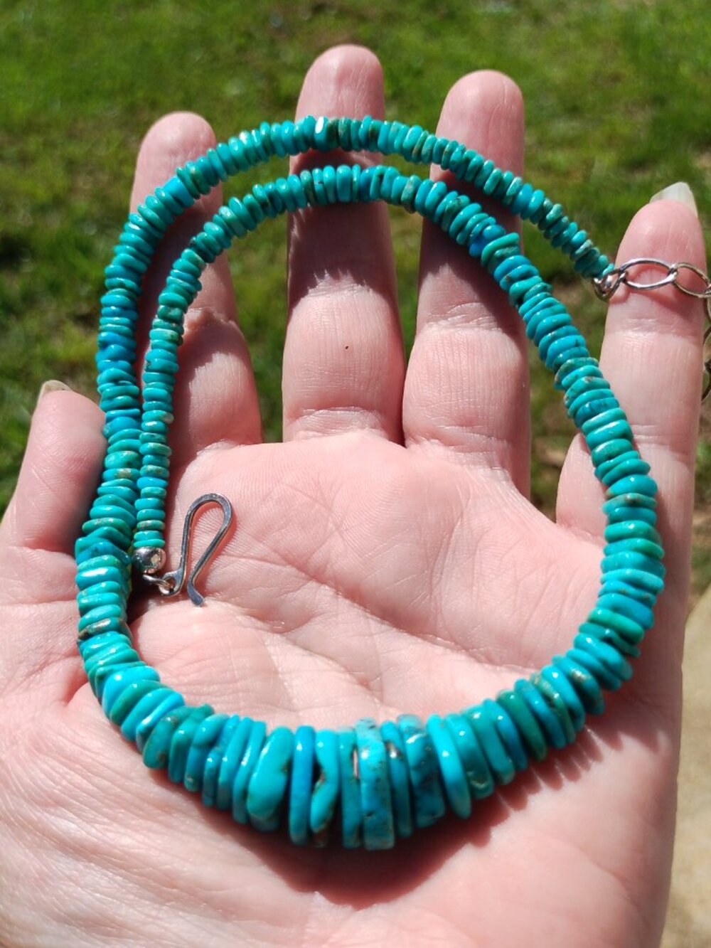 Jay King DTR mine finds sky blue Turquoise disc necklace 925 Sterling Silver - Picture 3 of 8